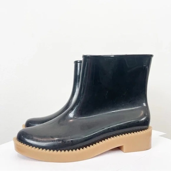 Melissa Black Rain Drop Boot PVC Jagged Edge Rain Boot Size 41/42 - Picture 2 of 7
